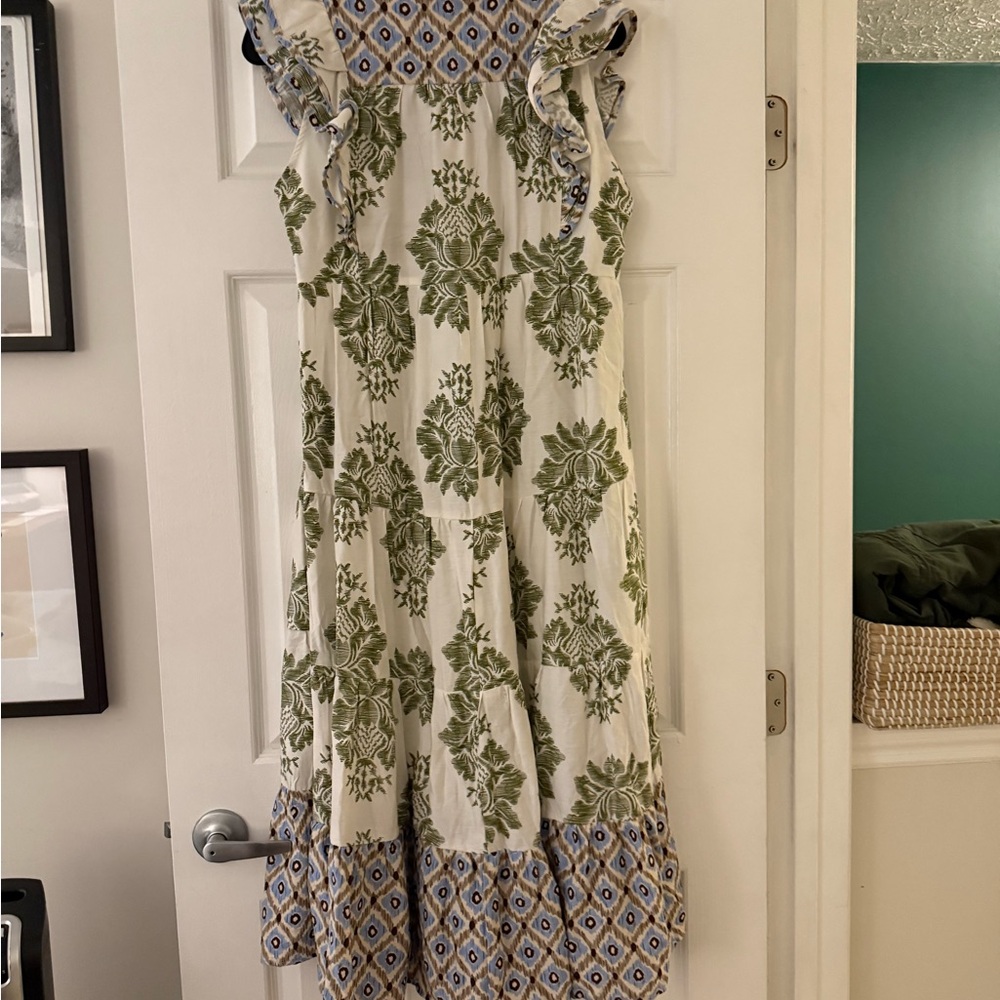 NWOT - Umgee Mixed Print Ruffle w/Cap Sleeves in “Olive Mix” - Picture 5 of 6